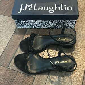 J McLaughlin Women's Size 8 Delilah Black Suede Open Toe Knotted Heeled Sandals